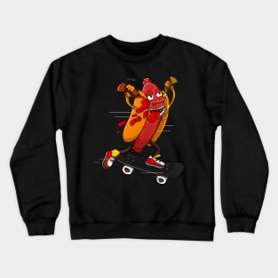 Hotdog Skater Funny Skating Bratwurst Crewneck Sweatshirt